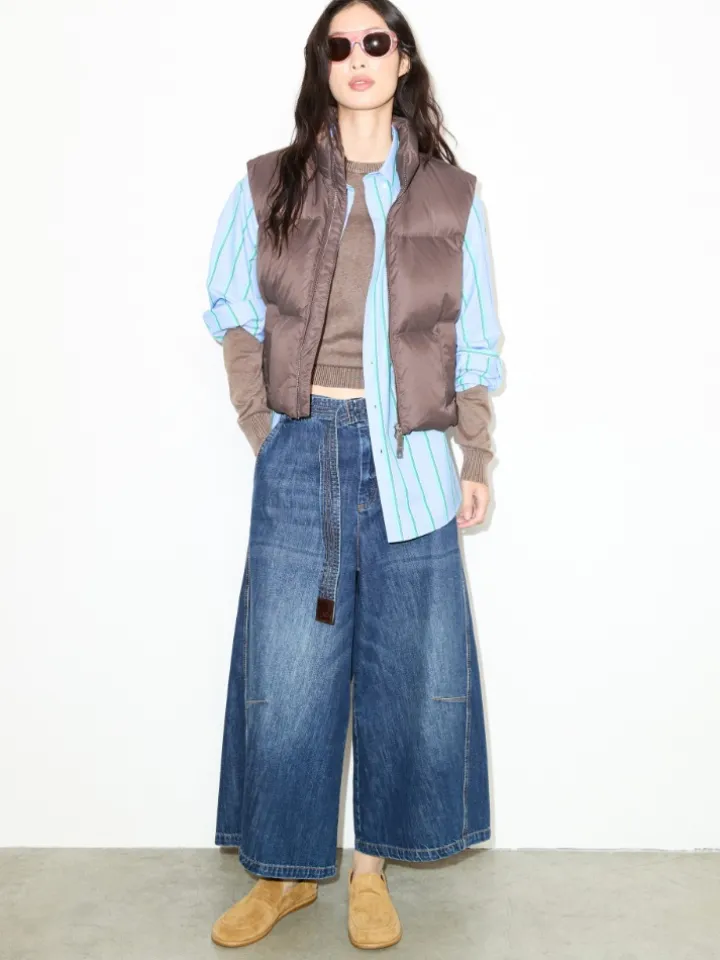 Embroidered down gilet - turtledove