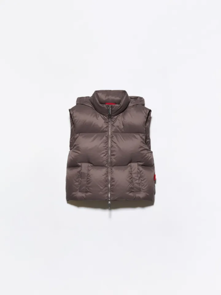 Embroidered down gilet - turtledove