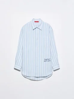 Embroidered linen shirt - navy