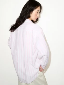 Embroidered linen shirt - pink