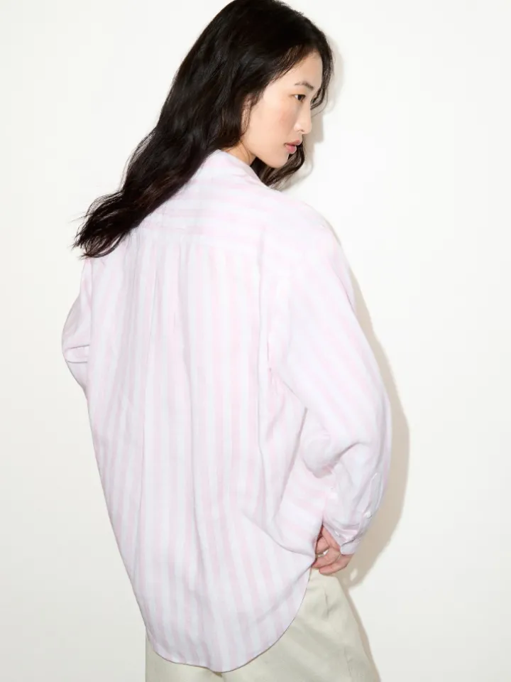 Embroidered linen shirt - pink