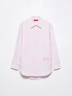 Embroidered linen shirt - pink