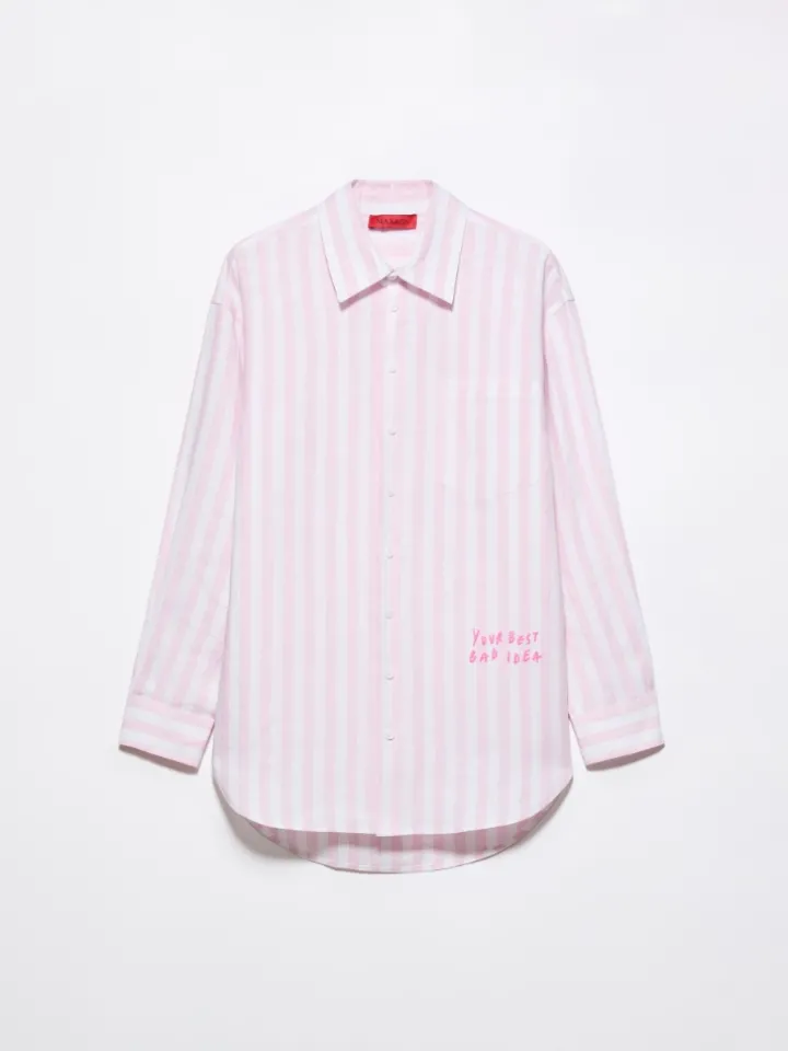 Embroidered linen shirt - pink