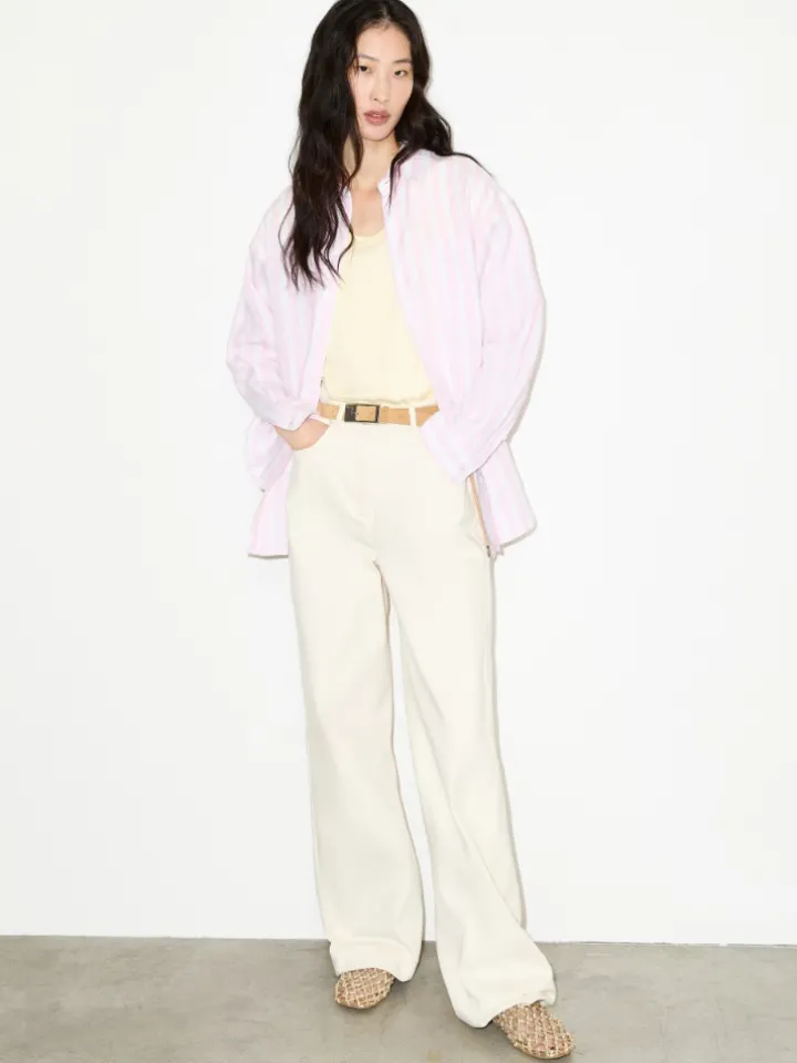 Embroidered linen shirt - pink