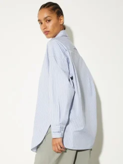 Embroidered poplin shirt - light blue