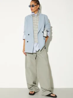 Embroidered poplin shirt - light blue