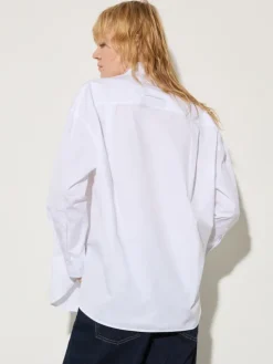 Embroidered poplin shirt - optical white