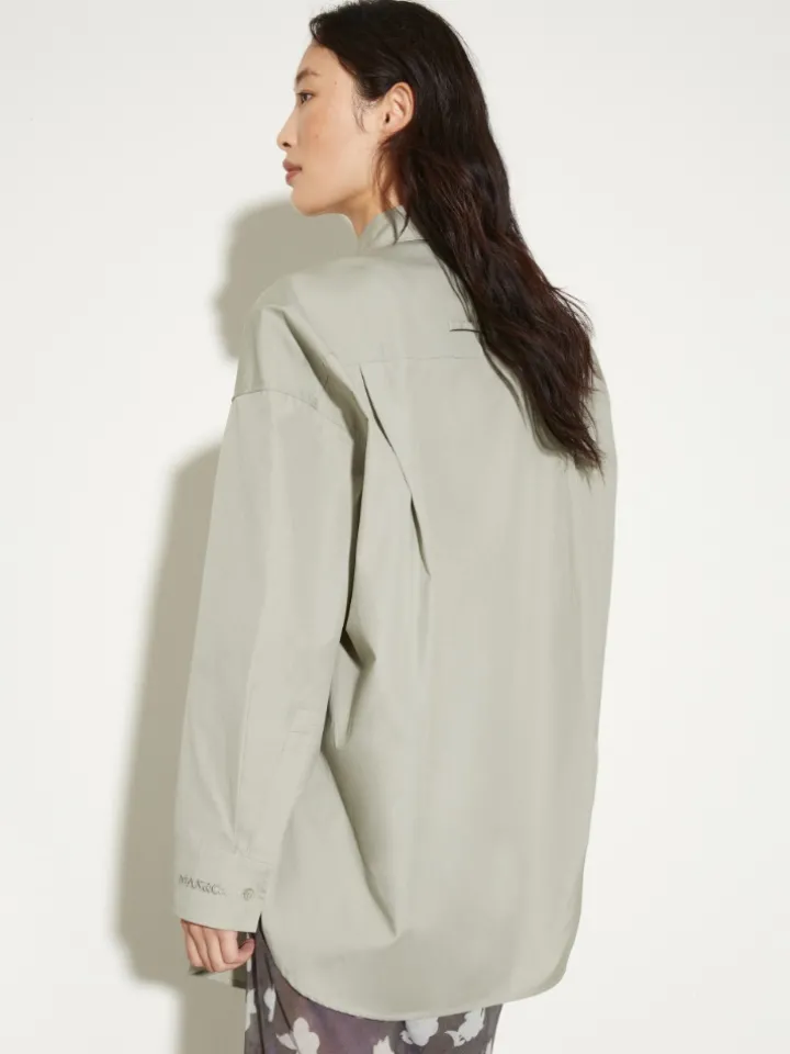 Embroidered poplin shirt - sage
