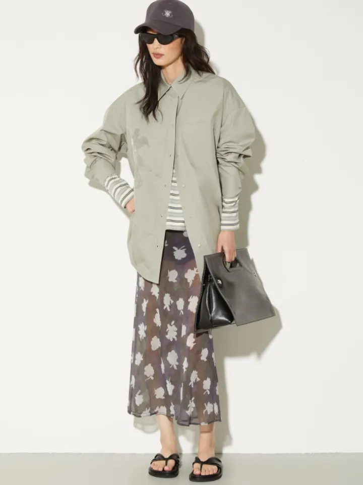Embroidered poplin shirt - sage