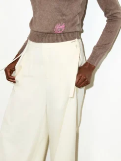 Extra-wide cotton trousers - wool white