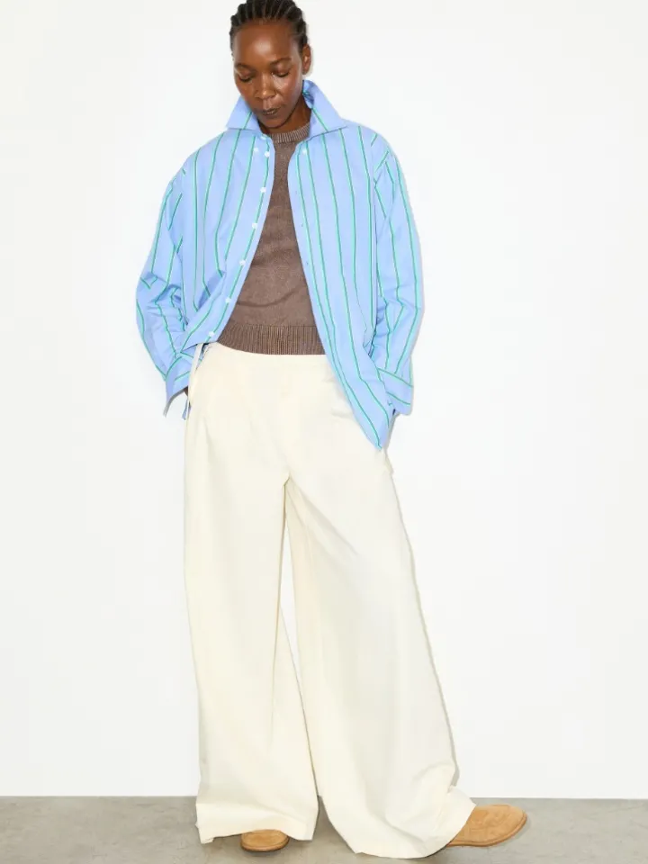 Extra-wide cotton trousers - wool white