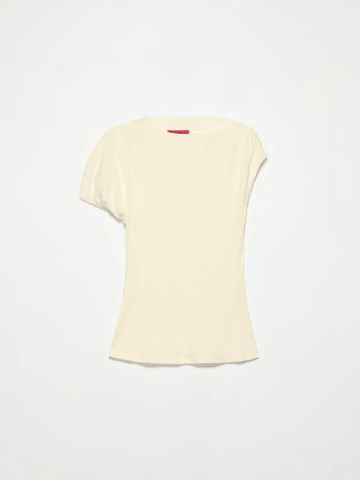 Fine rib-knit asymmetrical top - lemon