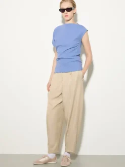 Fine rib-knit asymmetrical top - avio