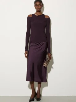 Fine rib-knit jersey twin set - aubergine