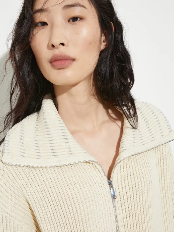 Fisherman’s rib knitted jacket - milk