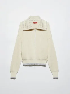 Fisherman’s rib knitted jacket - milk