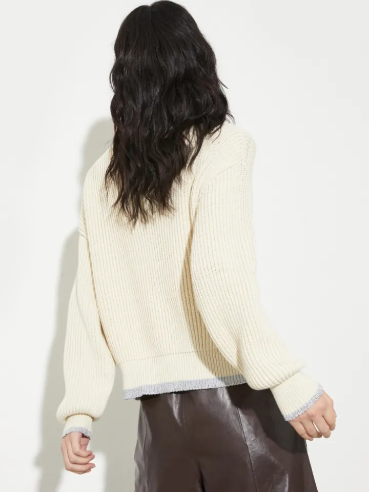 Fisherman’s rib knitted jacket - milk