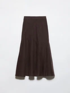 Flared cotton-drill midi skirt - chocolate