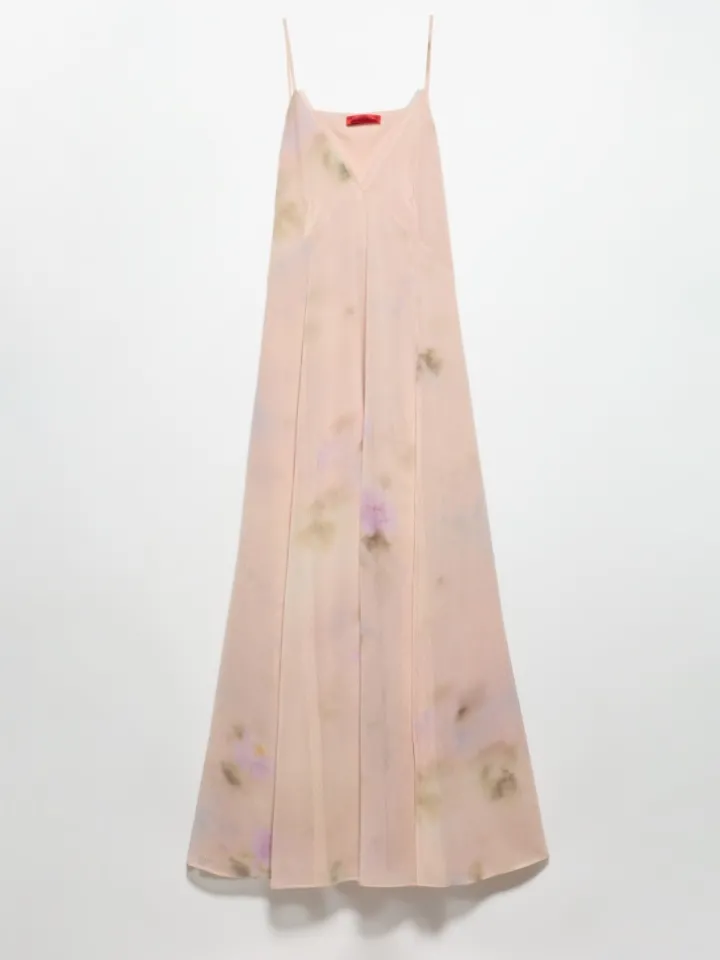 Flared maxi dress - peach