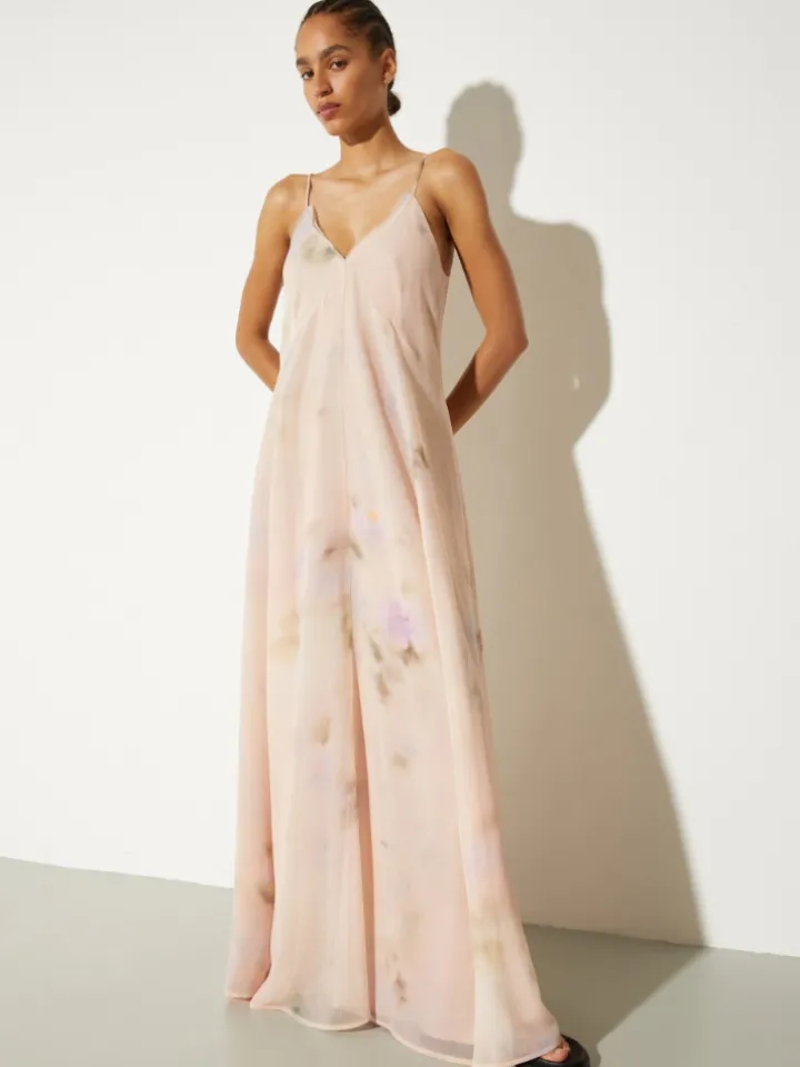 Flared maxi dress - peach