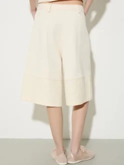 Fleece and basketweave Bermuda shorts - milk