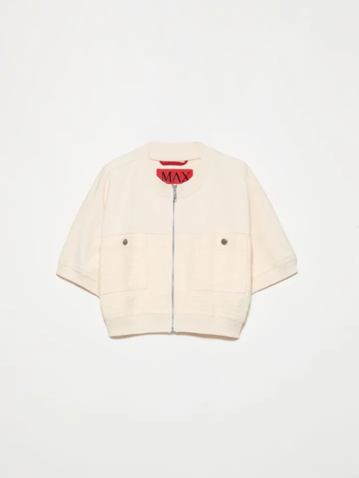 Fleece and basketweave jacket - milk