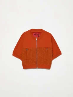 Fleece and basketweave jacket - orange