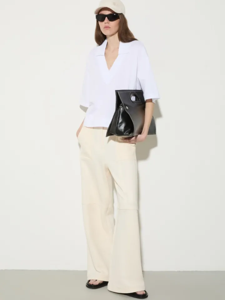 Fleece and basketweave trousers - milk