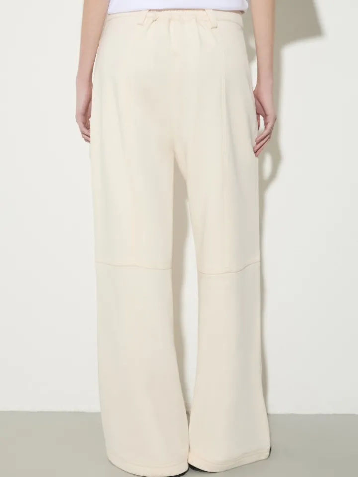 Fleece and basketweave trousers - milk