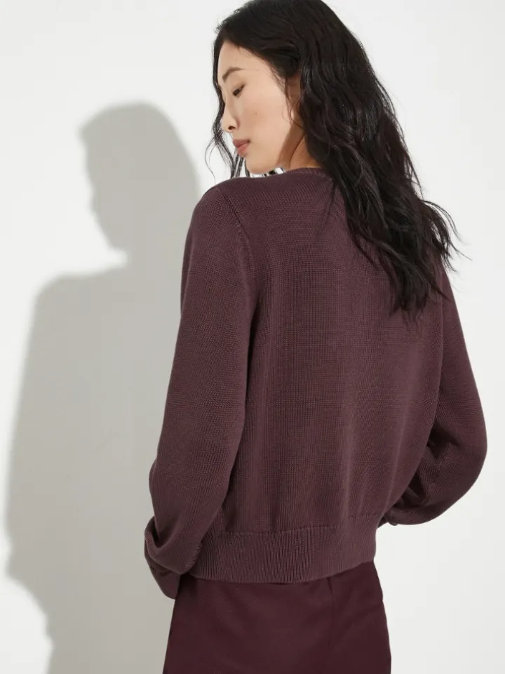 Floral-embroidered cardigan - bordeaux