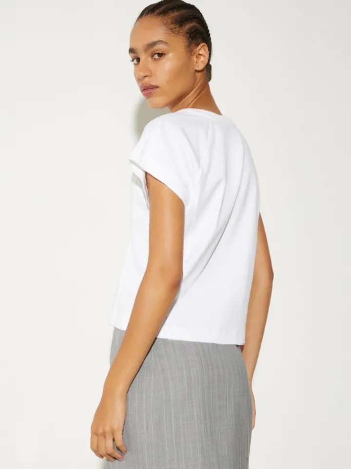 Floral-embroidered T-shirt - optical white