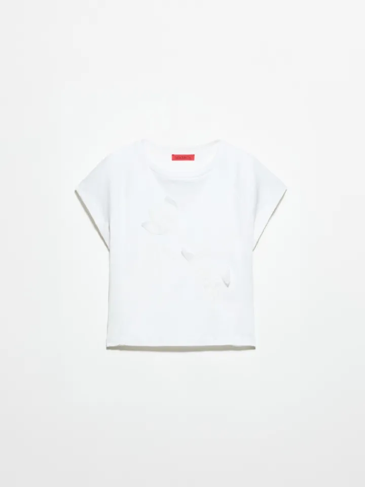 Floral-embroidered T-shirt - optical white