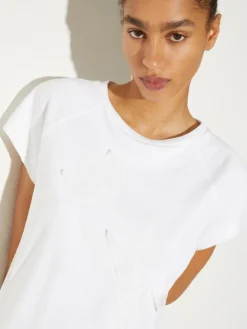 Floral-embroidered T-shirt - optical white