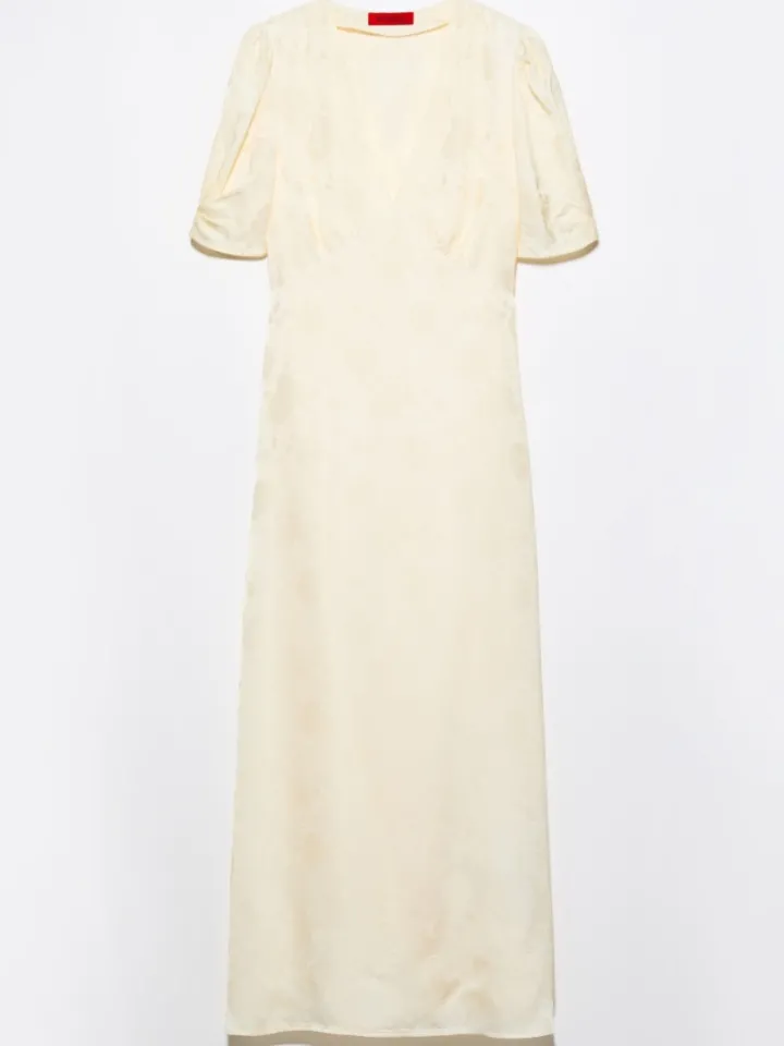 Floral jacquard dress - banana