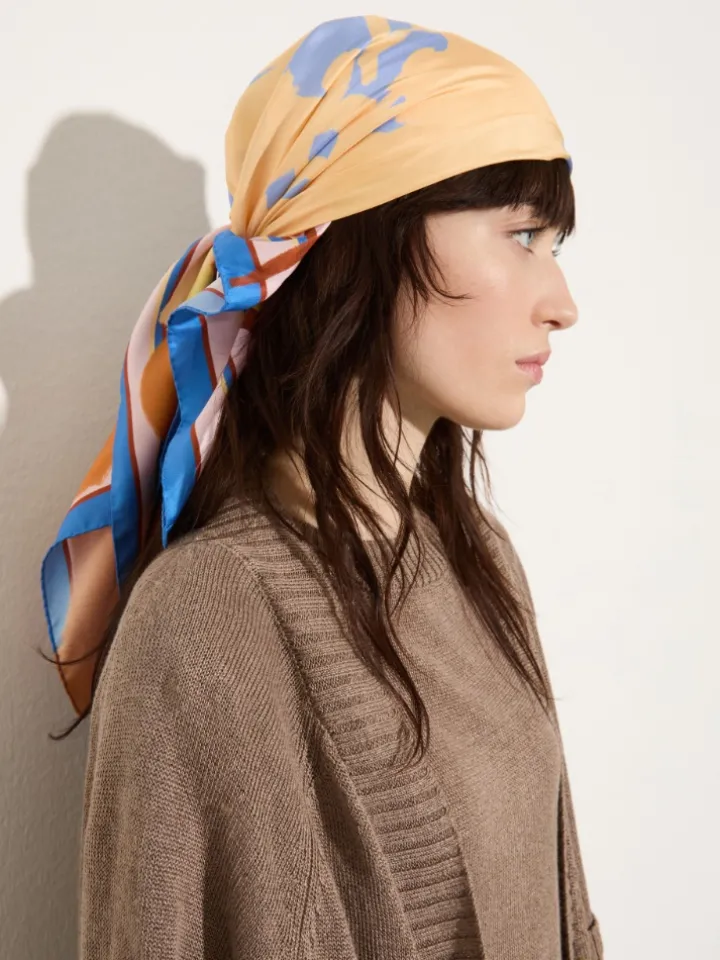 Floral silk-twill scarf - multicolour