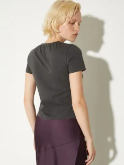 Flower-print slim-fit T-shirt - graphite