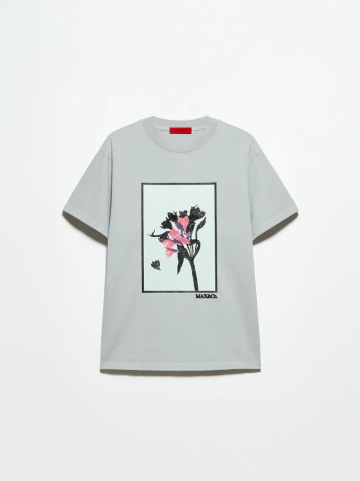 Flower-print T-shirt - light grey