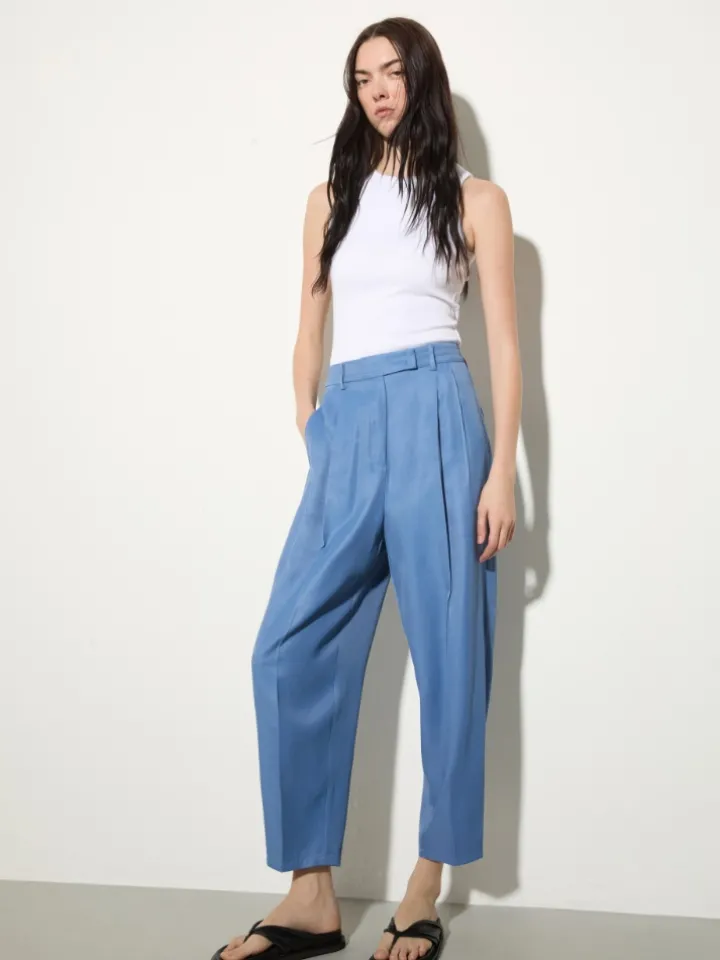 Flowing barrel-leg trousers - avio