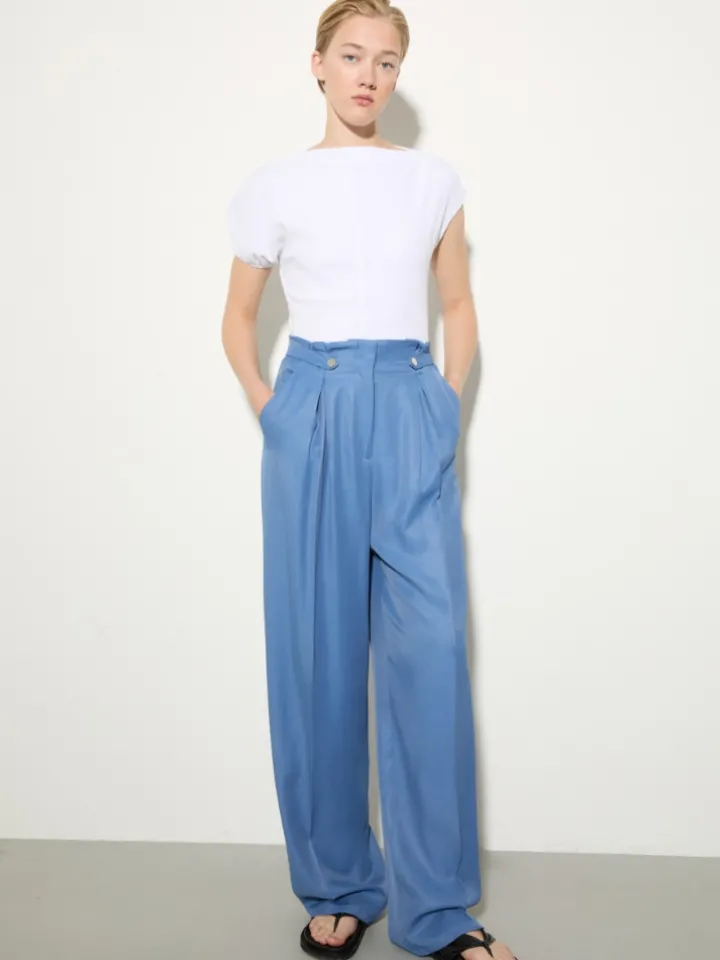 Flowing paperbag trousers - avio