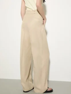 Flowing paperbag trousers - beige