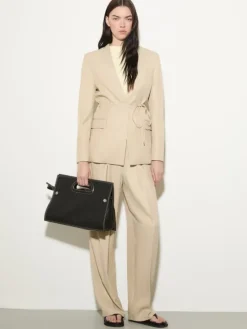 Flowing paperbag trousers - beige