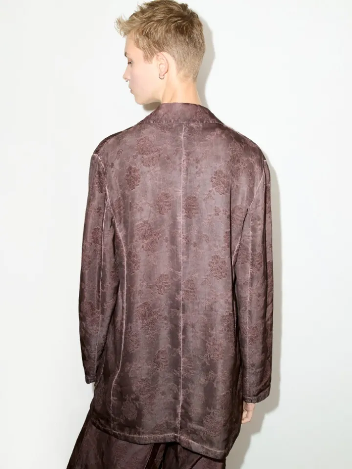 Fluid jacquard blazer - chocolate