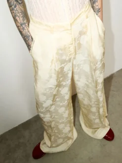 Fluid jacquard trousers - banana
