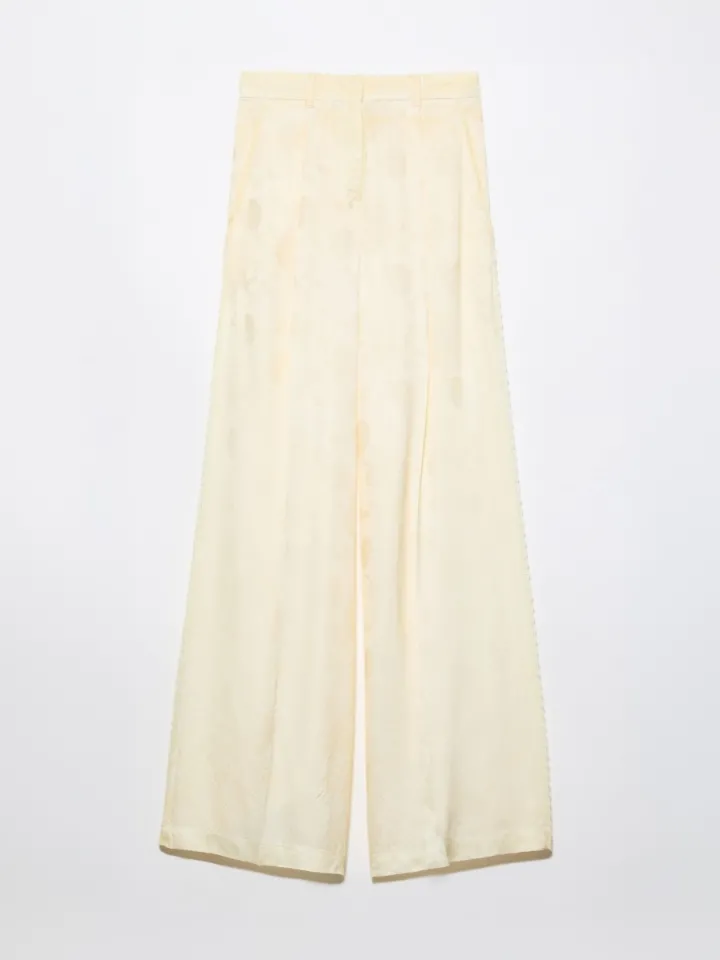 Fluid jacquard trousers - banana