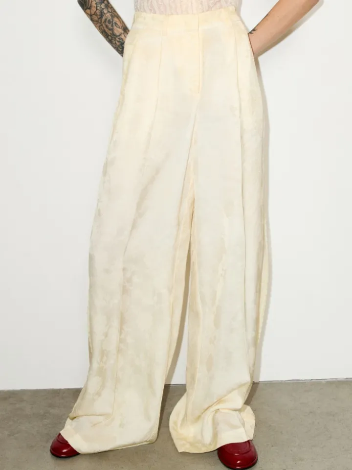Fluid jacquard trousers - banana