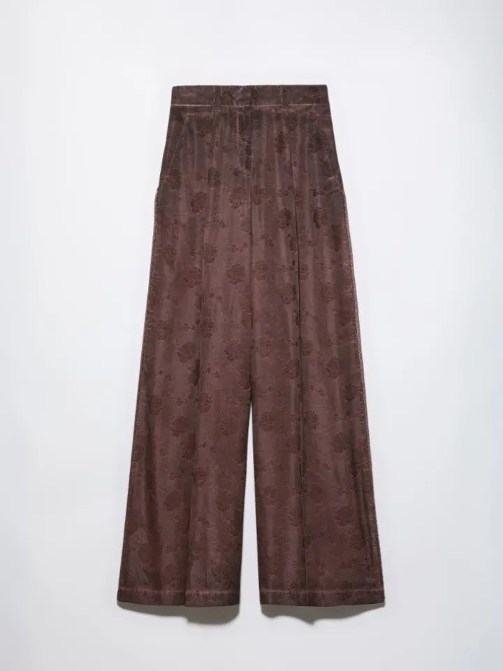 Fluid jacquard trousers - chocolate