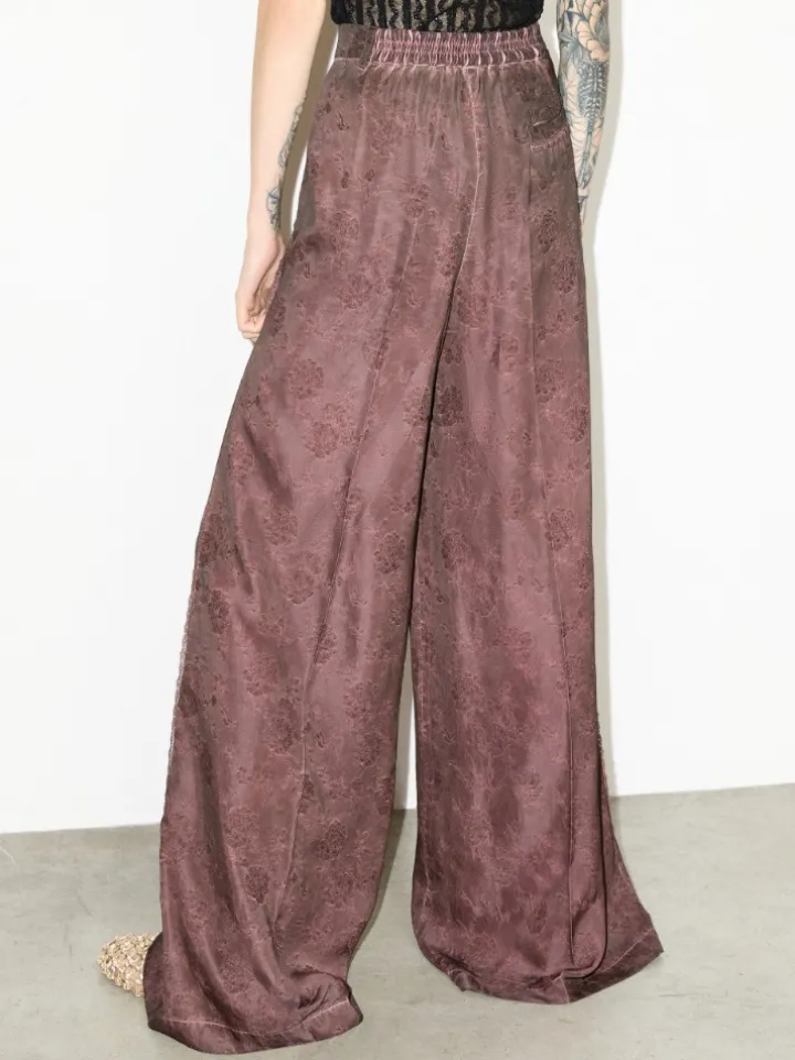 Fluid jacquard trousers - chocolate