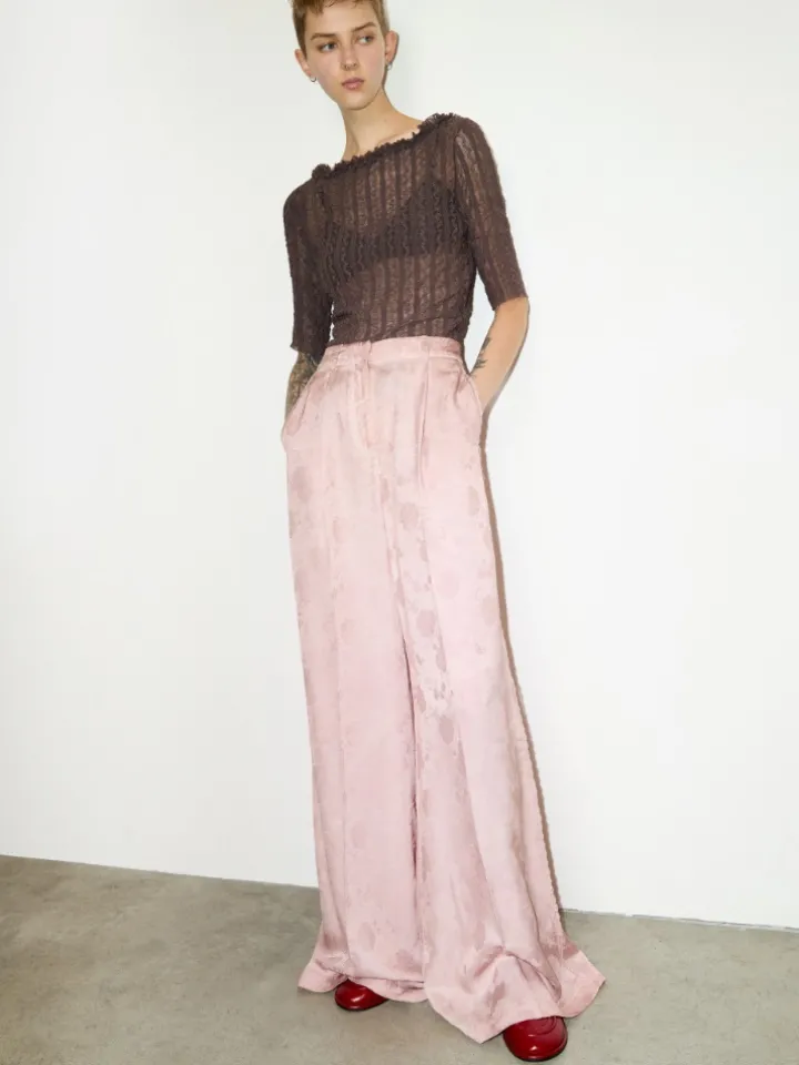 Fluid jacquard trousers - pink
