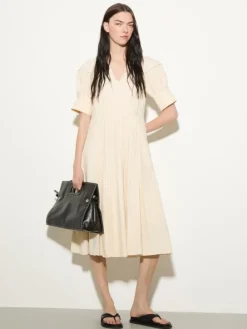 Fluid nylon fit-and-flare dress - milk