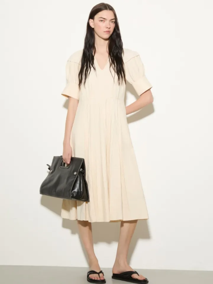 Fluid nylon fit-and-flare dress - milk